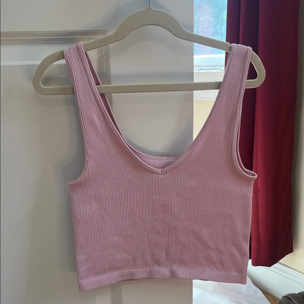 Pink Ribbed Women's Tank Top